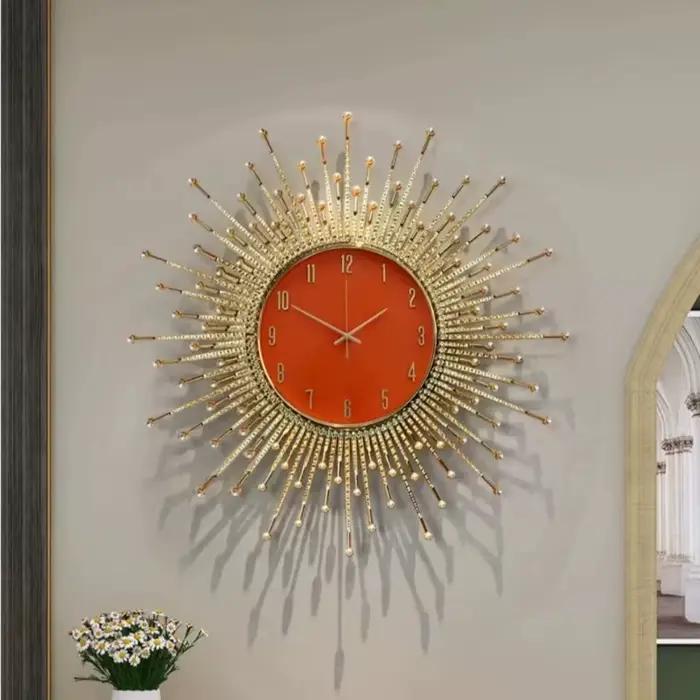 Horloge Murale de Luxe Nordique, Décoration Créative pour Salon, Horloge Murale Artistique, Mouvement Intégré, Décoration Intérieure, Reloj De Pared, Articles de Décoration Tendance