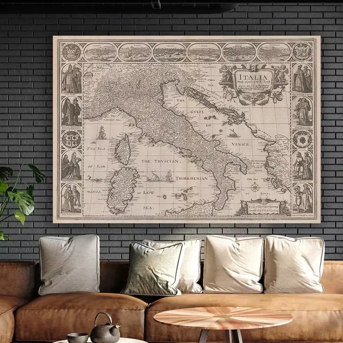 Affiche de carte d'italie Vintage