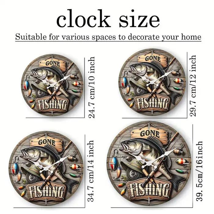 Modèle d'équipement de pêche personnalisé Horloge murale en bois Salon Chambre Cuisine Décoration de la maison