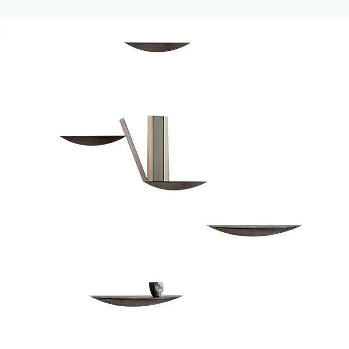 Étagère murale semi-circulaire moderne en bois massif, décoration murale pour salon et chambre, artisanat suspendu, accessoires de décoration intérieure
