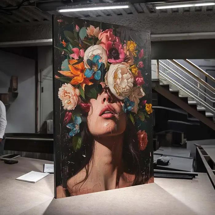 Portrait Floral de rêve surréaliste pour femme