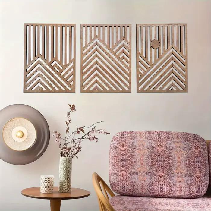 Décoration murale plate rétro en bois 2D