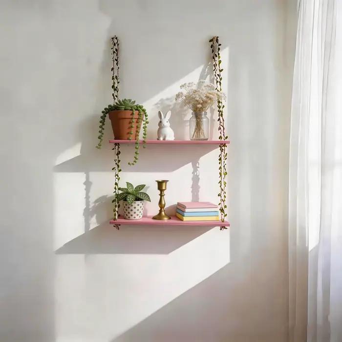 1 étagère murale rose bohème