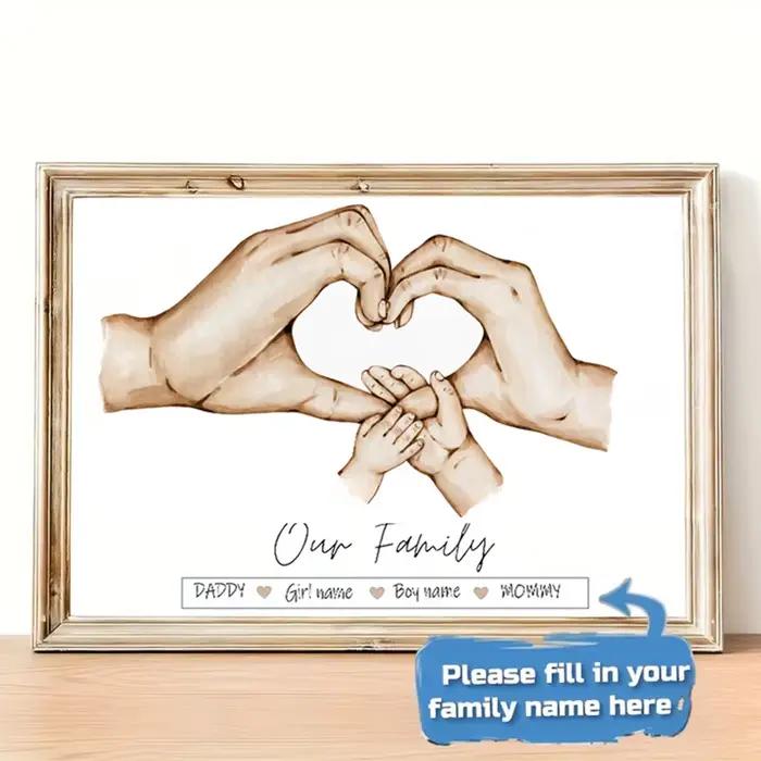 Affiche personnalisée à main de famille