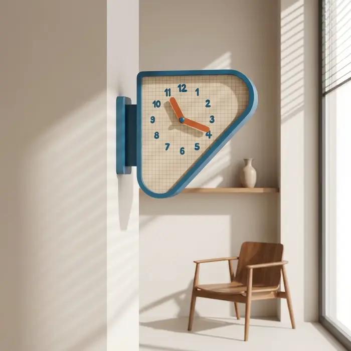 Horloge murale d'angle minimaliste triangulaire