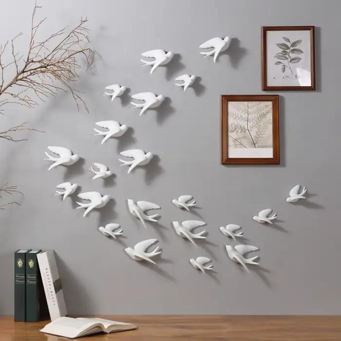 Ornements muraux d'oiseau 3D blancs créatifs modernes