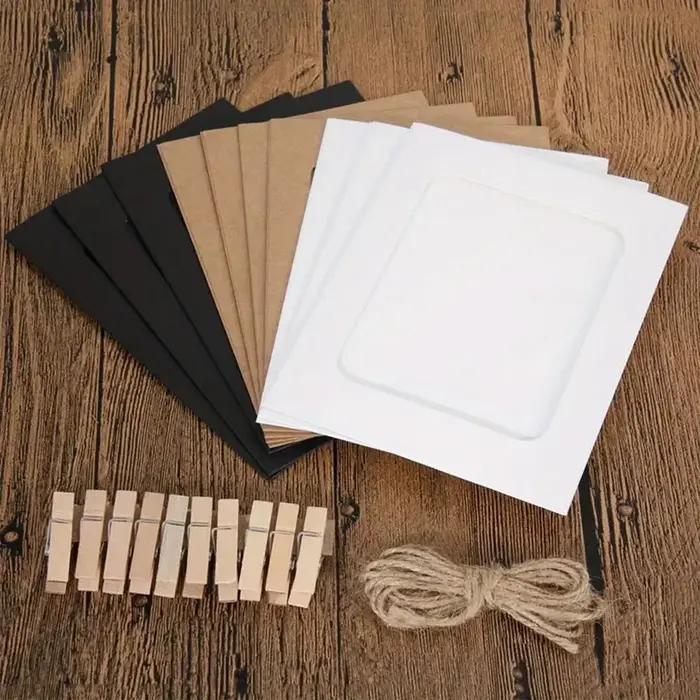 Cadre Photo en Carton avec Clips en Bois