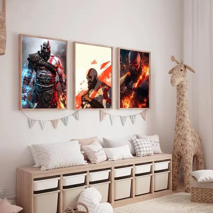 Affiche sur toile de calligraphie de peinture vintage classique inspirée de God of War Ragnarok: mur tout espace durable imperméable sans plis