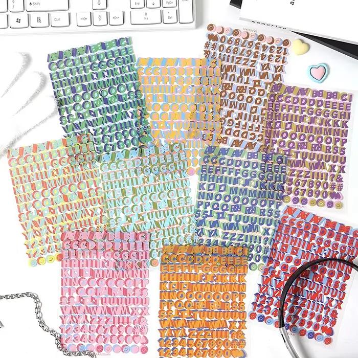 10 feuilles d'autocollants 3D en lettres anglaises