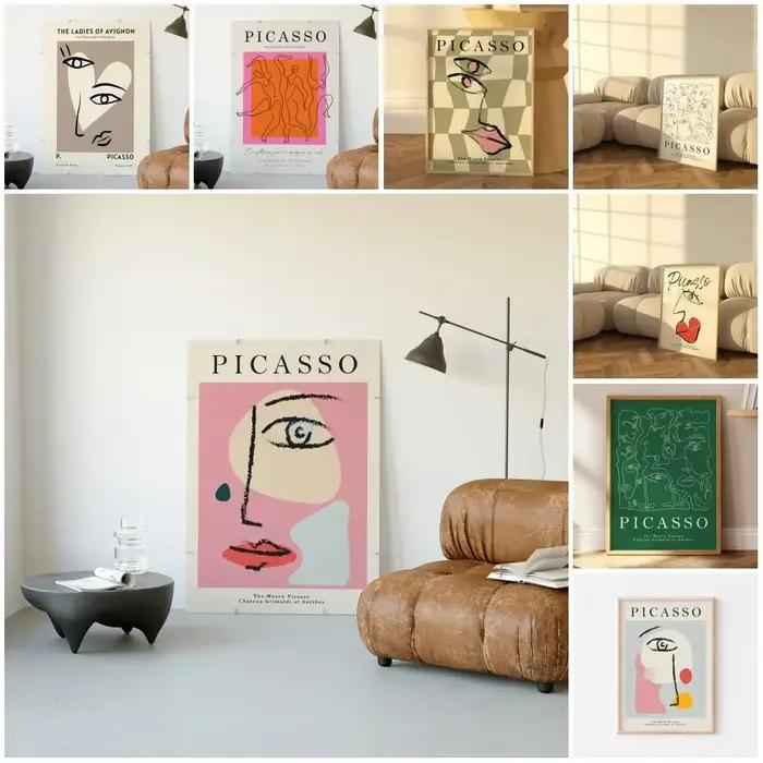 Picasso exposition mur Art impression abstraite Vintage minimaliste visage corps toile peinture affiche photo pour la décoration intérieure