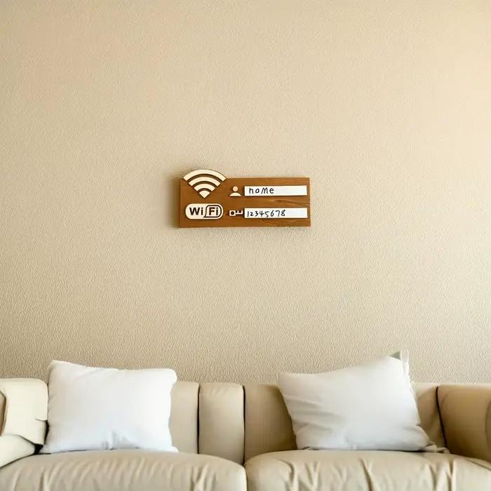 Panneau WiFi en bois Vintage, décoration de maison rustique murale avec support de mot de passe pour intérieur et extérieur, aucune électricité nécessaire