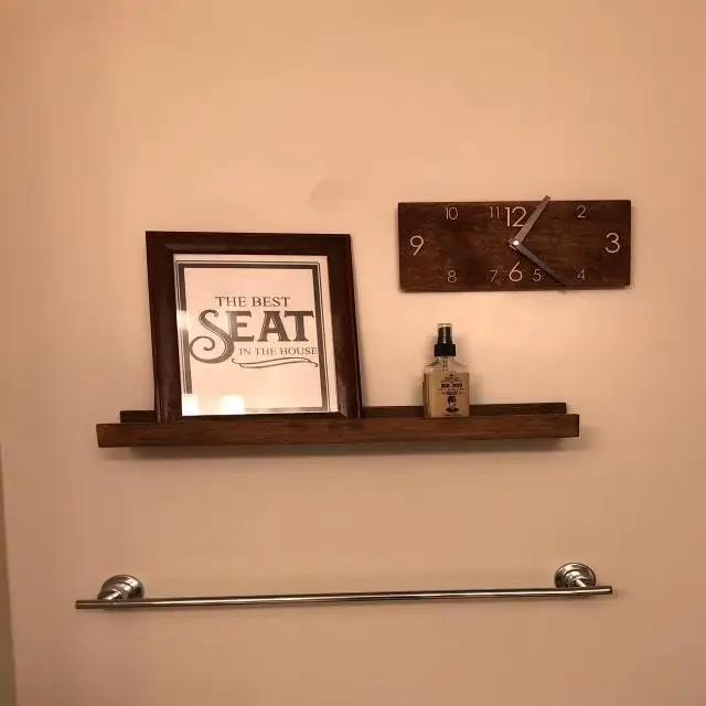 Rétro créatif rectangulaire en bois horloge murale maison salon bureau décoration montre