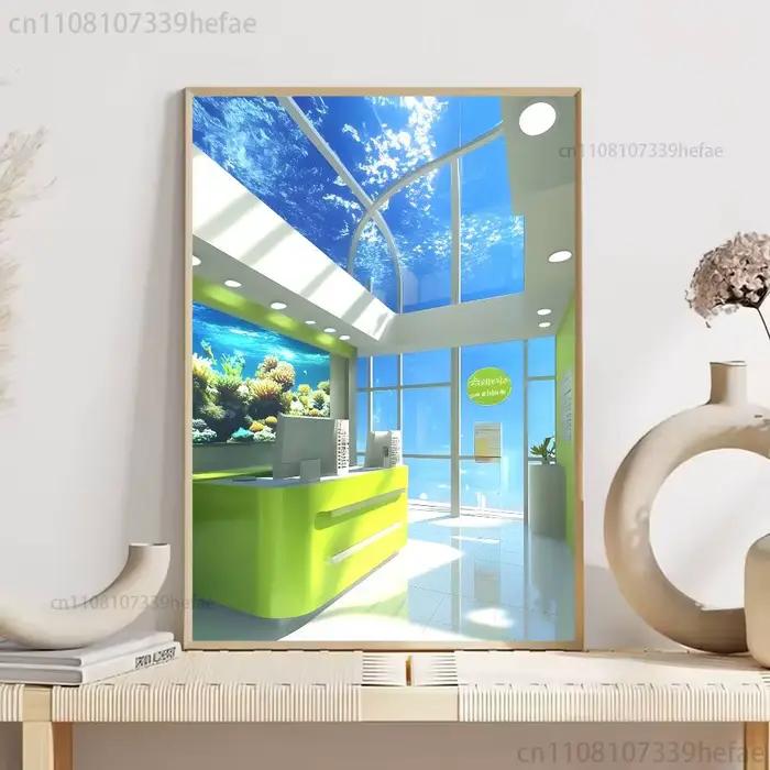 F-Frutiger Aero Art – affiche murale autocollante pour bureaux