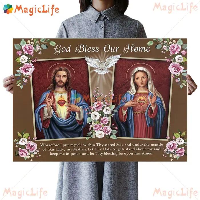 Affiche de prière de croix de Religion vierge marie