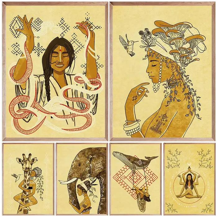 Art de femme africaine et indienne
