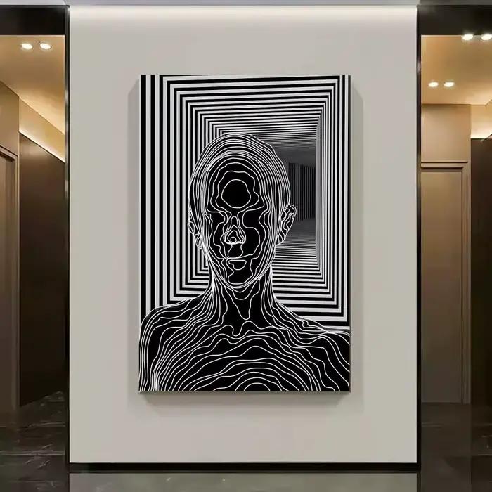 Affiche d'illusion d'optique noir et blanc