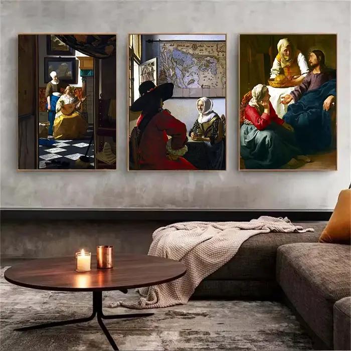 Johannes Vermeer œuvre d'art classique célèbre peinture toile affiche imprimer la fille de la maïde avec une perle boucle d'oreille murale pour la décoration intérieure