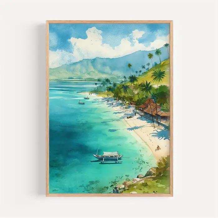 Toile de peinture à l'aquarelle Lombok