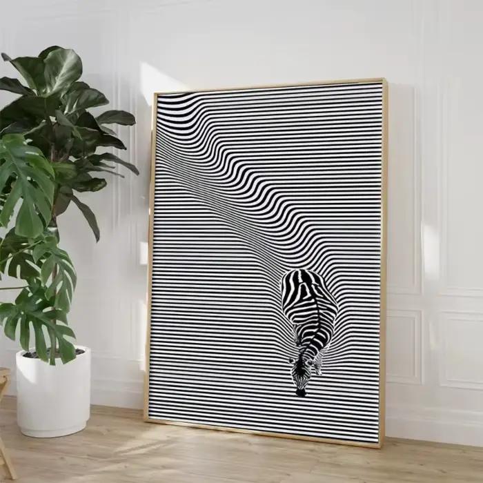 Affiche de zèbre rayé noir et blanc