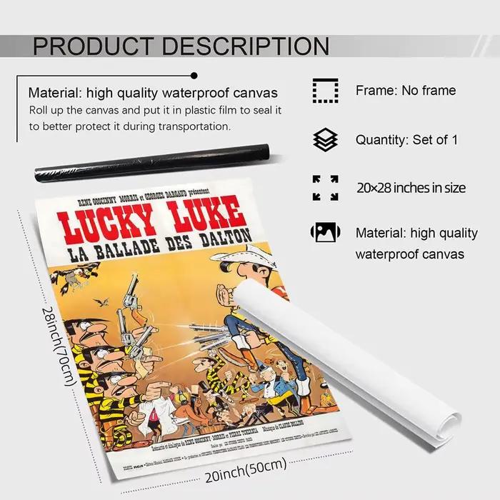 LUCKY LUKE CARTOON Peinture Calligraphie sur Toile HD Décoration Murale pour Maison Bureau Dortoir Salon Chambre Cadeau