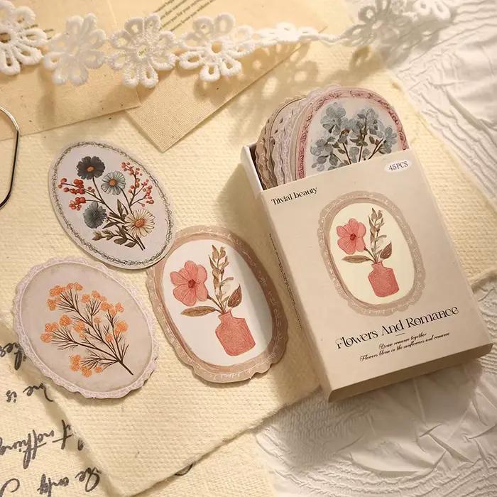 Autocollants en papier de la série Fleurs et Romance