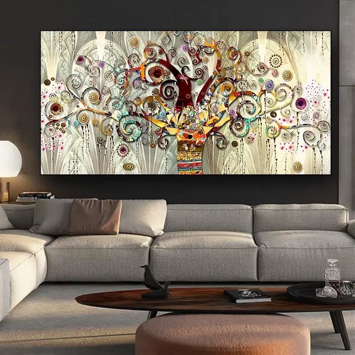 Klimt-Peinture à l'huile dorée sur toile