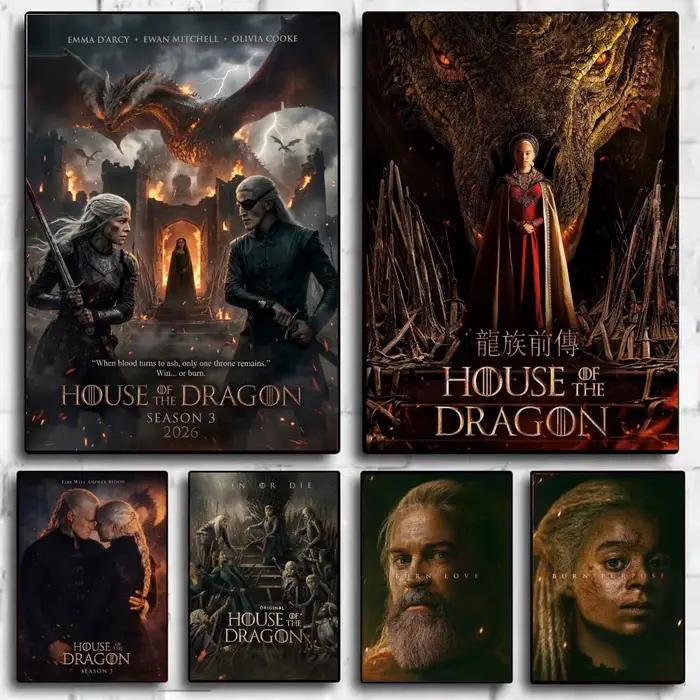 Affiche du film H-House of the Dragon, impressions d'art mural minimalistes modernes pour chambre à coucher, salon, décoration esthétique de la pièce, cadeau