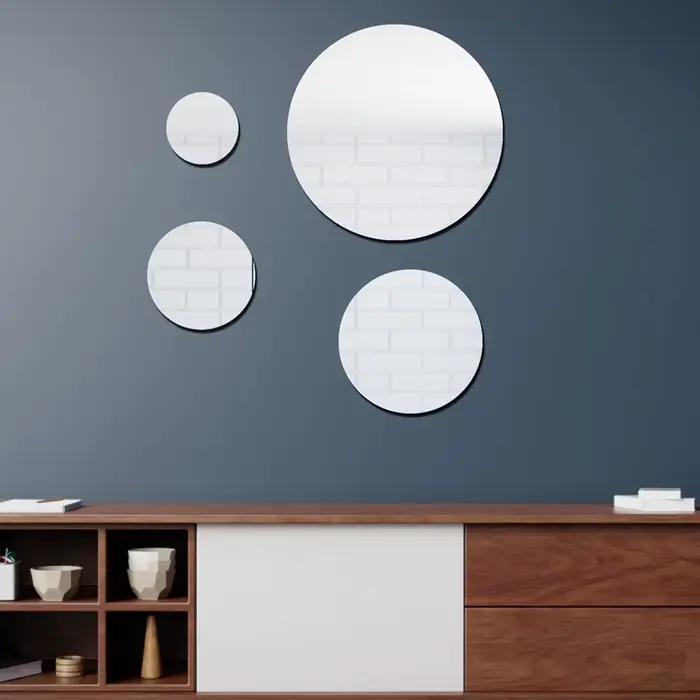 Autocollant miroir rond auto-adhésif décoratif salle de bains 3D acrylique