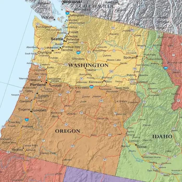 Toile de carte administrative américaine américaine