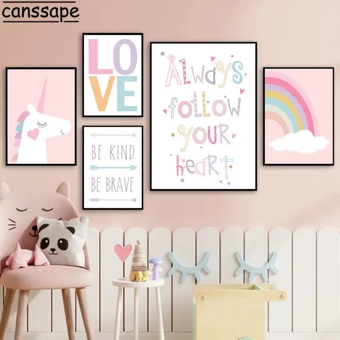 Impressions d'art arc-en-ciel pour décoration de chambre de bébé fille