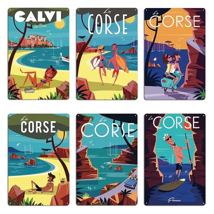 Calvi La Corse Corsica affiche de voyage Plaque métallique