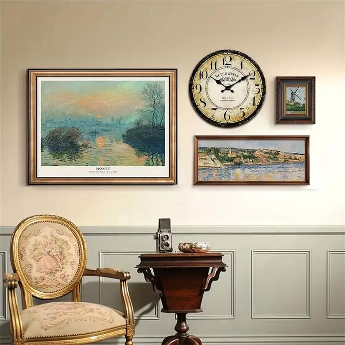 Horloge murale rétro en bois 1 pièce
