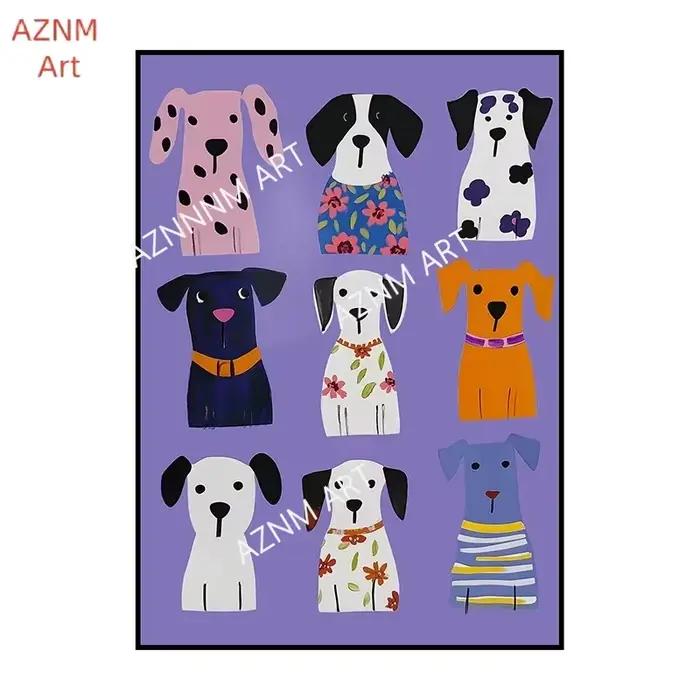 Peinture sur toile, affiches colorées et amusantes de chiens