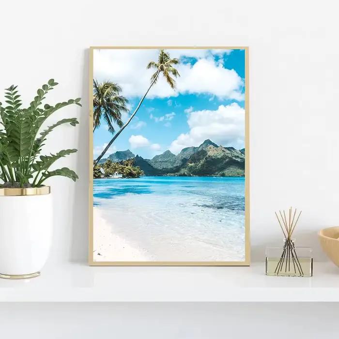 Affiche de paysage marin nordique moderne bleu ciel mer plage océan vue toile peinture impression mur Art photos pour salon décor à la maison