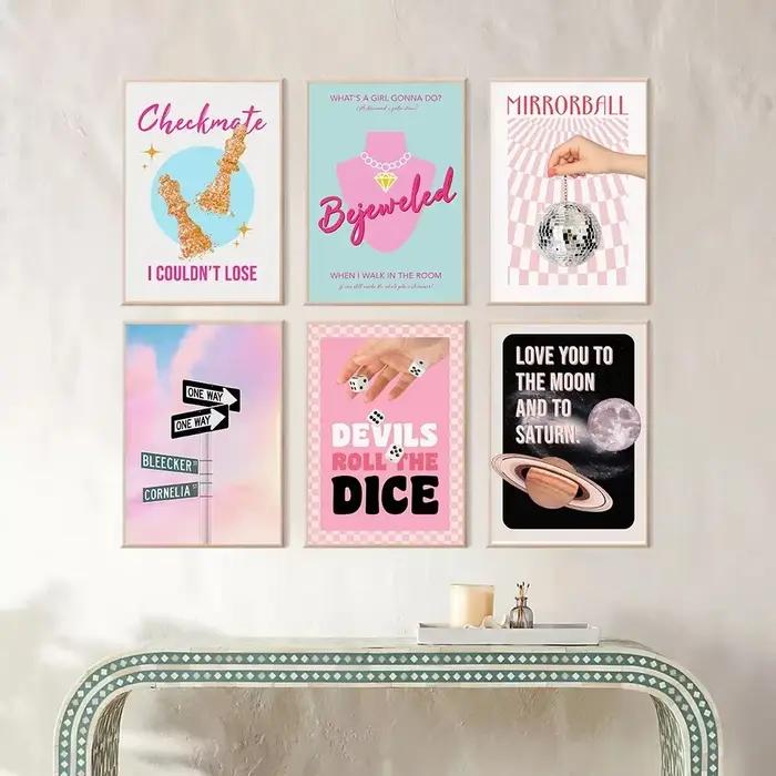 Affiche de galerie rose imprimée Star Taylor, affiche tendance, chariot de Bar, images imprimées, décoration intérieure de salon et de maison