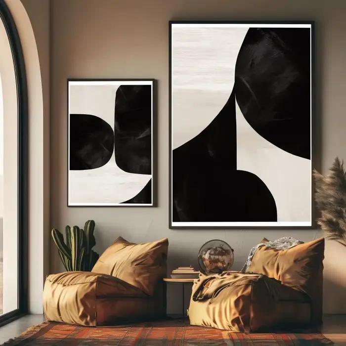 Impression sur toile d'art moderne noir et blanc