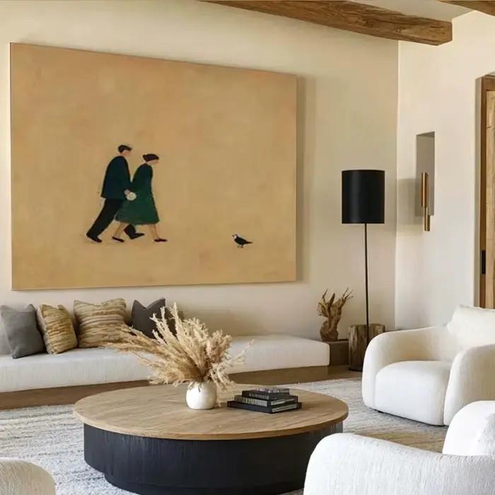 Peinture à l'huile abstraite artisanale de grande taille sur toile