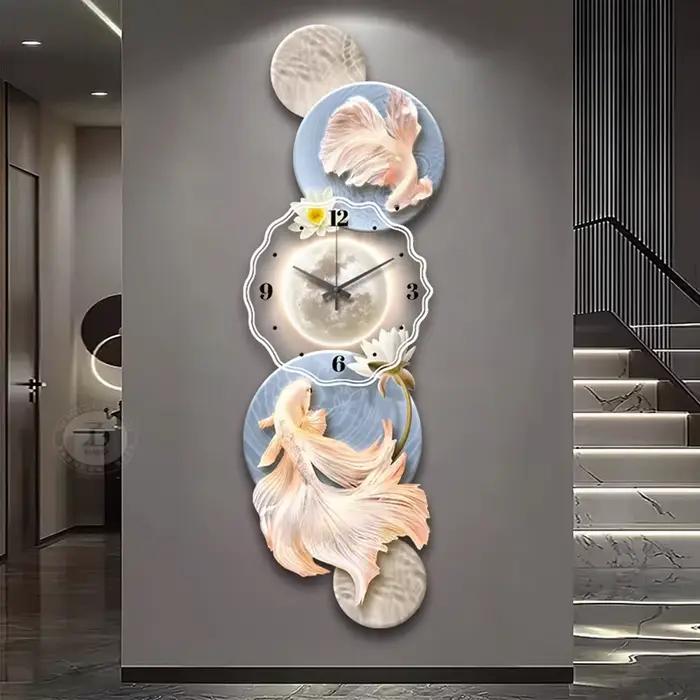 Fancy European Luxury Wall Clock Aesthetic Silent Luminous 3d Bedroom