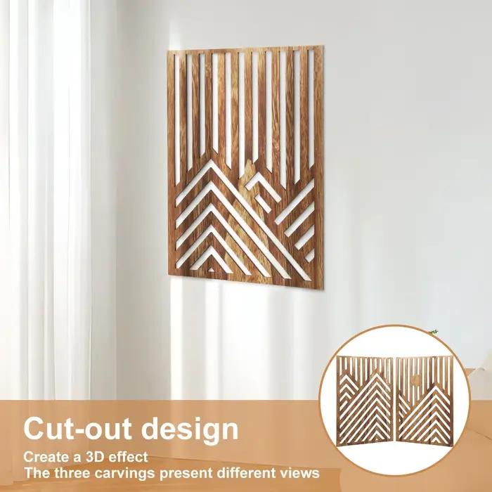 Lot de 3 sculptures murales en bois ajouré