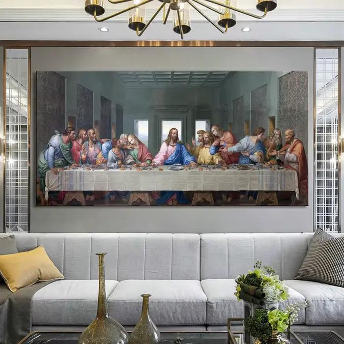 Affiches de la dernière souper de Leonardo Da Vinci et peinture sur toile d'art mural imprimée