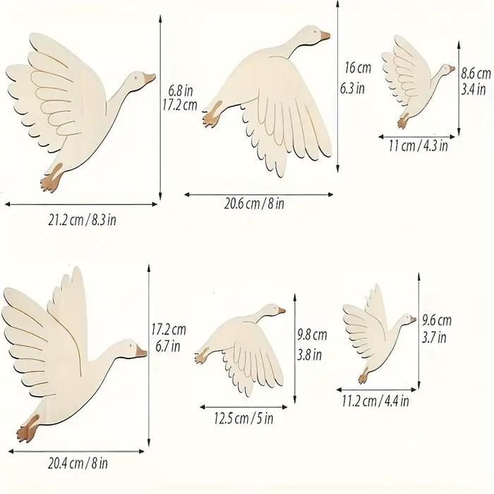 Décoration murale en bois d'oiseaux en vol