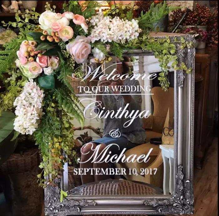 Miroir de bienvenue pour mariage en vinyle AZ657