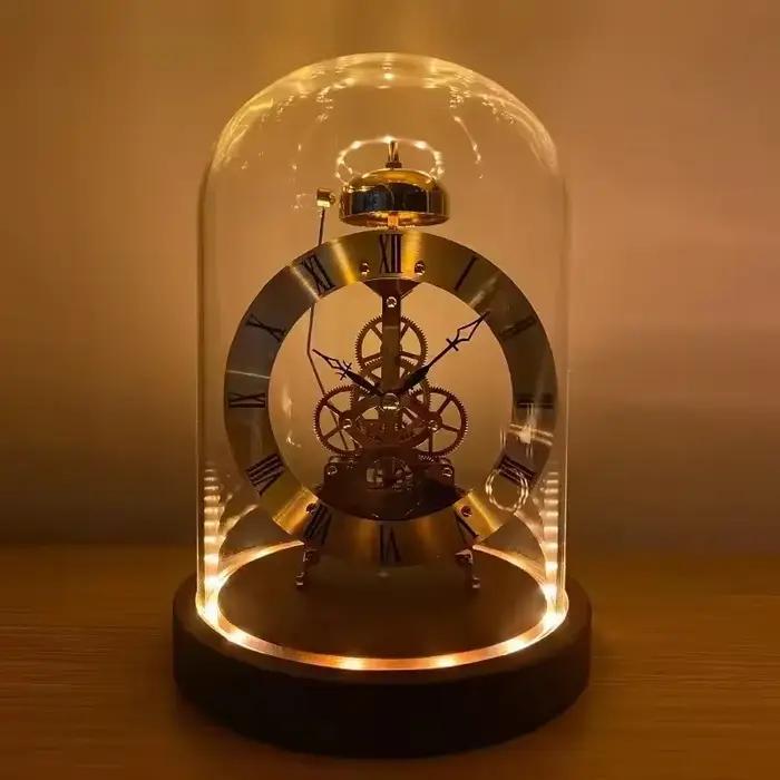 Nouvelle horloge à base lumineuse en bois massif de noyer noir: Lingjing Time