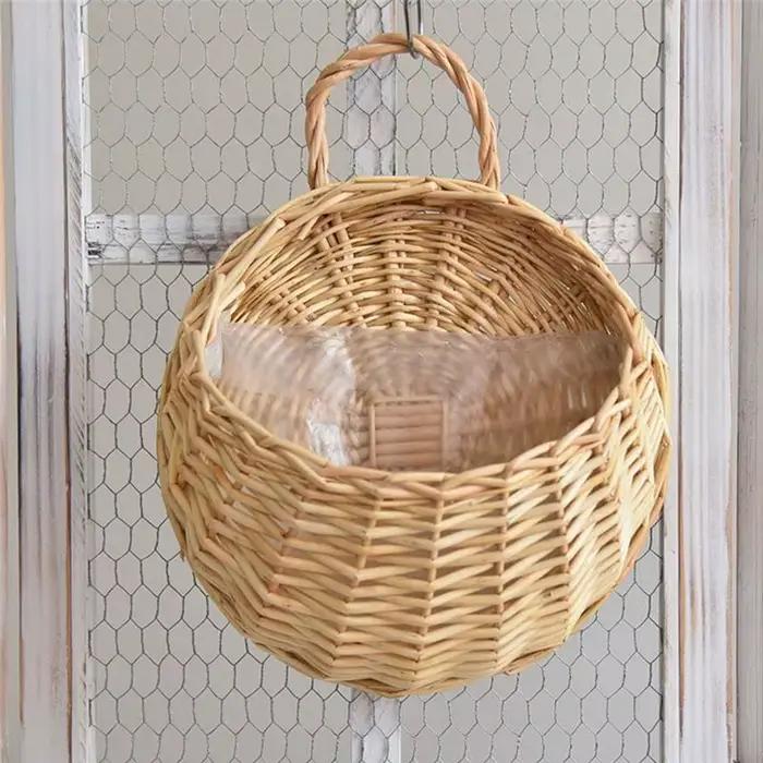 ABKW - Panier mural en osier naturel pour fleurs