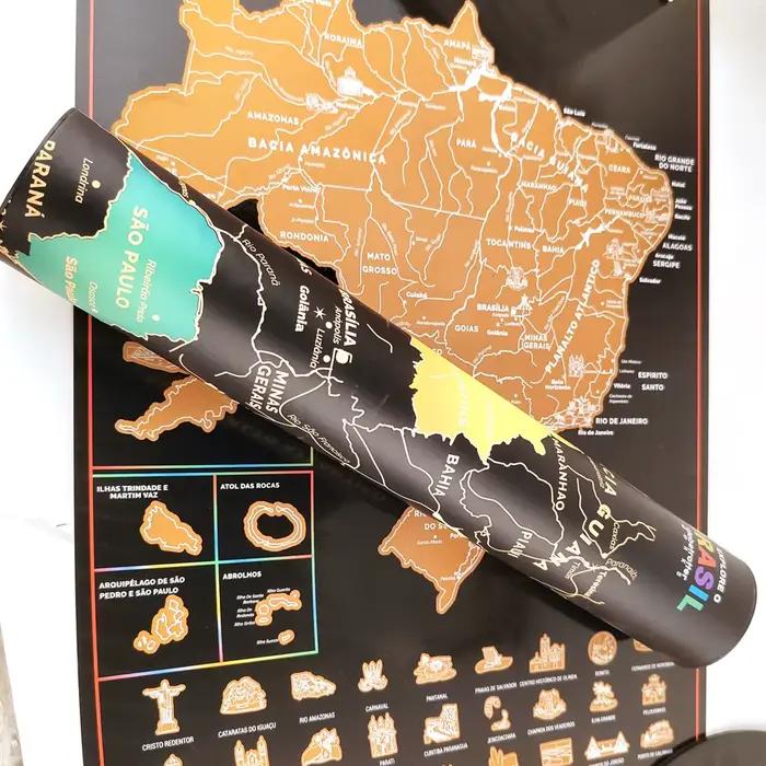 Explorez la carte à gratter du brésil pour cadeau de voyage