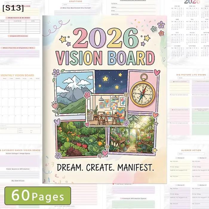 Planificateur d'objectifs et tableau de vision 2026 : Manifestez votre vie idéale avec une planification stratégique