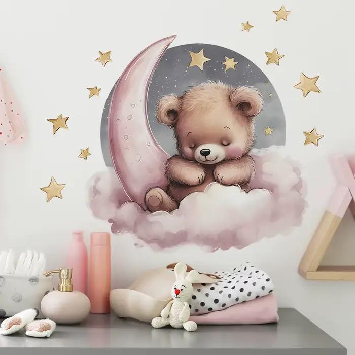 Autocollants muraux décoratifs en vinyle ours pour enfant