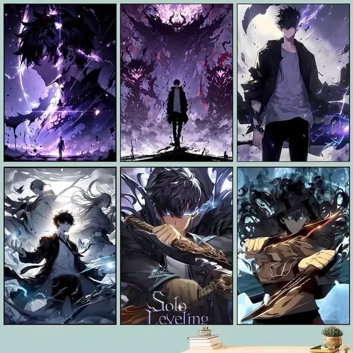 Affiches auto-adhésives imperméables Manga S-solos Anime L-Leveling