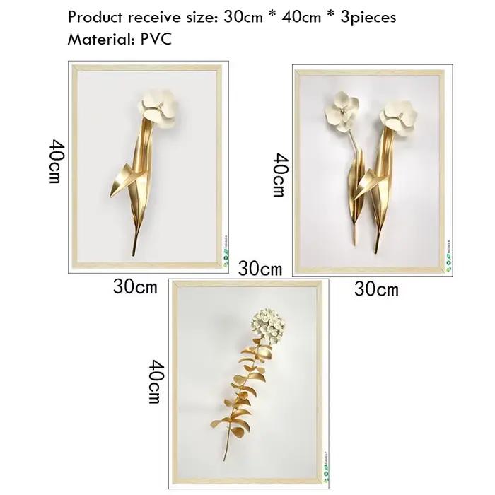 Faux cadre 3D or blanc fleur autocollant Mural salon canapé fond décoration papier peint pour chambre décor amovible