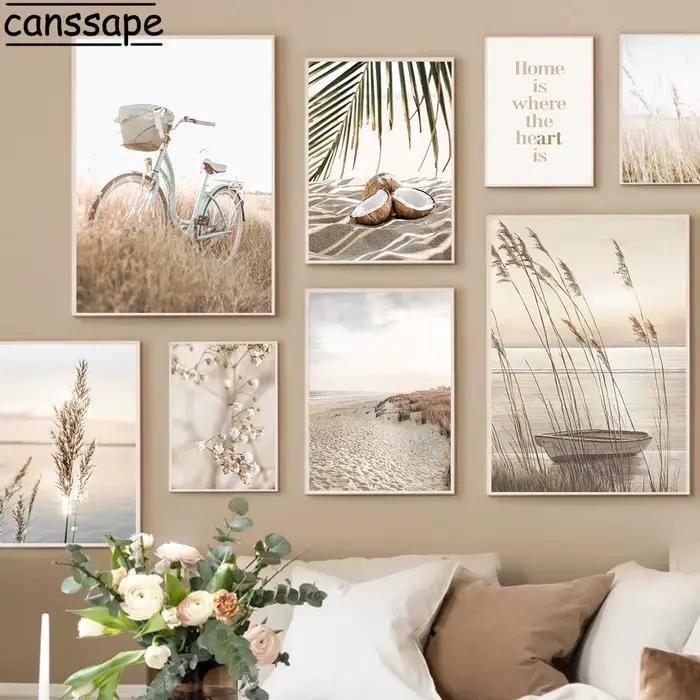 Beige Reed Pampa Toile Peinture